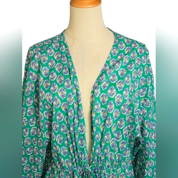 J. Crew Green Beach Coverup with Tassel Tie Waist - Picture 2 of 6